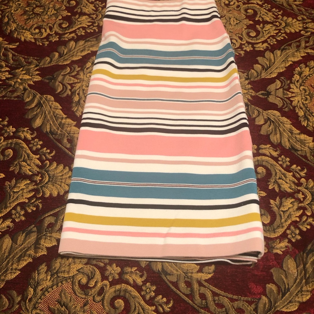 LOFT Pink and White Midi Pencil Skirt Casual Resort Wear